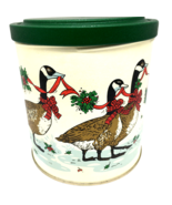 Planters Vintage Christmas Goose Can Tin 6 &quot; Round Peanut Brittle Green ... - £15.28 GBP