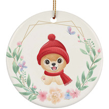 Cute Pomeranian Dog Lover Ornament Wreath Christmas Gift Pine Tree Home Decor - £11.82 GBP