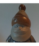 4.5&quot; Vintage Santa Blue/Brown Drip Glaze Ceramic Figurine - £10.28 GBP