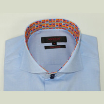 Men Dress Shirts AXXESS Turkey 100% Soft Egyptian Cotton High Collar 223-01 Blue image 6
