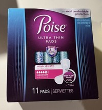 POISE ULTRA THIN PADS LONG LENGTH MAXIMUM 3 IN 1 BLADDER PROTECTION 11 PADS - $8.17