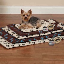 Dog Beds Chocolate Brown &amp; Blue Pawprint Crate Mats Warm Berber MPET Choose Size - £17.66 GBP+