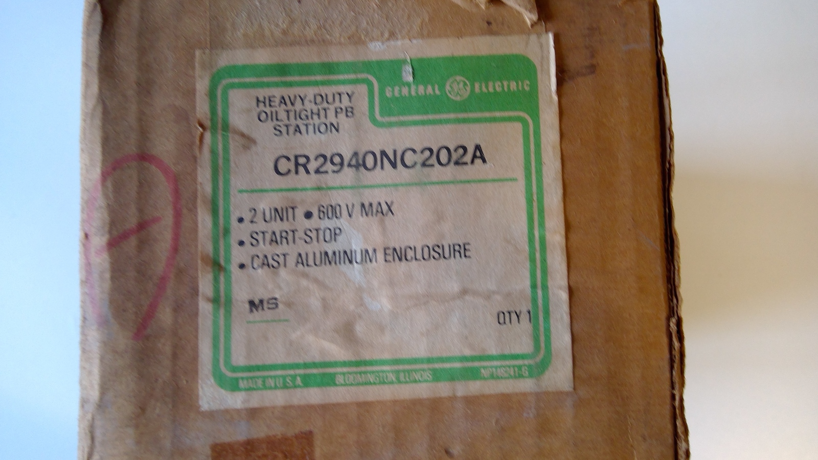 GE CR2940NC202A Heavy duty oil-tight 2 push button / station (start/stop) - $22.59