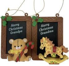 Lot of 2 Vintage 1984 ENESCO Merry CHRISTMAS Grandma &amp; Grandpa Ornaments Holiday - $11.34