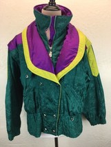 S10 Vtg 80&#39;s Obermeyer Sz 8 Jacket Vest Removable Sleeves Multicolor Teal Purple - £21.46 GBP