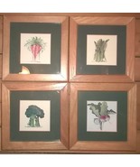 Set of 4 Framed Prints of Vegetables Signed By Brett Ryan;6&quot;x 6&quot;;Green M... - £11.82 GBP