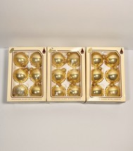 Vintage Christmas Krebs 18 Glass Ball Ornaments Gold Aspen USA Glitter NOS READ - £27.67 GBP