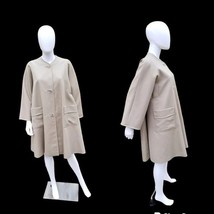 Vintage 50s Mireille Gournay haute couture Paris Trapeze Swing Khaki Tre... - $346.50