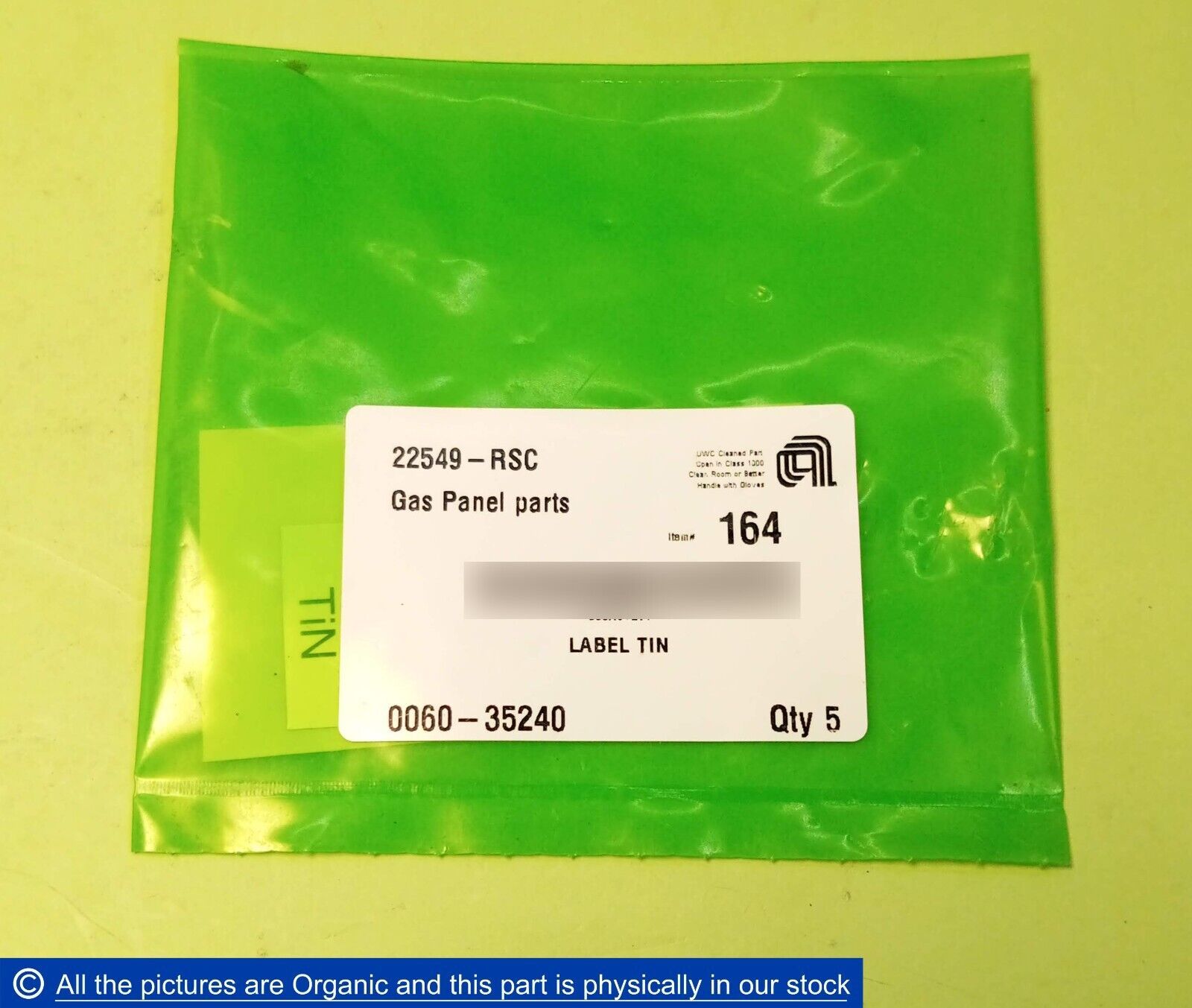 Applied Materials 0060-35240 LABEL TIN Gas Panel Parts AMAT Clean Room L... - $78.00