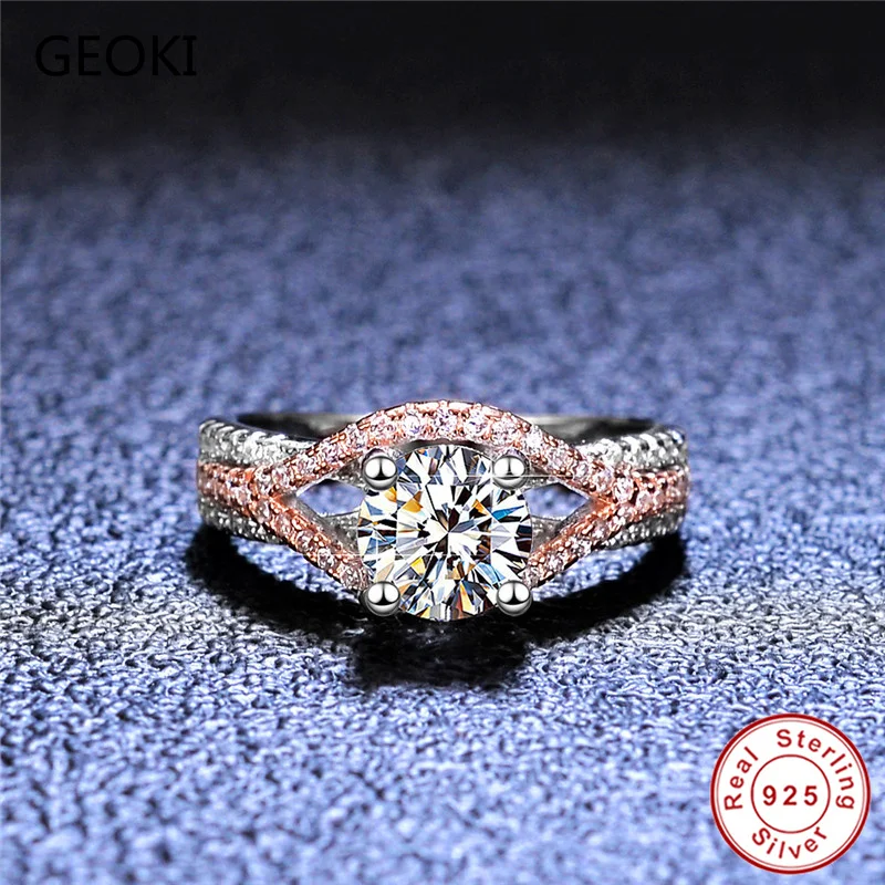 Passed Diamond Test Rose Gold Perfect Cut 2Ct VVS1Moissanite Eye Ring Luxury 925 - £44.90 GBP