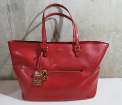 Lauren Ralph Lauren Whitby Leather Pocket Tote Purse Handbag Fall Red NWT - $158.99