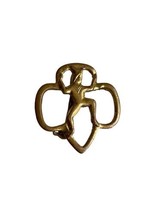 Girl Scouts Lapel Pin Brownie Gold Color Metal  - £6.01 GBP