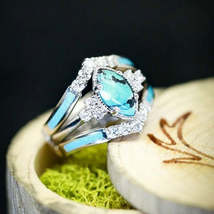 3PCS Natural Turquoise stone Ring Set - £15.84 GBP