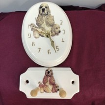 Beautiful 3 Crocker Spaniel Dog&#39;s Wall Clock Charming Design On Porcelai... - $19.37