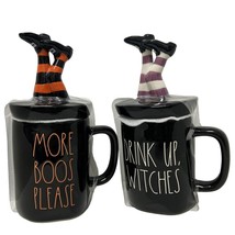 2 Rae Dunn Halloween - &quot;Drink Up Witches&quot; &amp; “More Boos Please” Topper Mugs Fs - $36.62