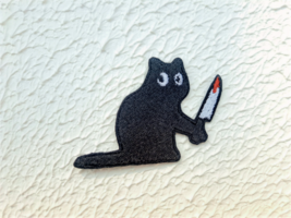 Knifecat embroidered patch . Black Cat with Knife. Embroidered Iron on o... - $5.90+