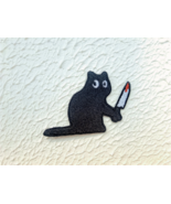 Knifecat embroidered patch . Black Cat with Knife. Embroidered Iron on o... - £4.62 GBP+