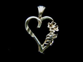 Women&#39;s Vintage Estate .925 Sterling Silver Floral Heart Pendant 2.0g #E... - €12,82 EUR