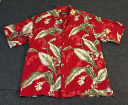 Straight Down Hawaiian Floral Button Down Shirt Red Men&#39;s Size Large - £15.64 GBP