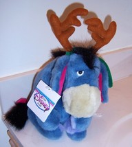 Disney Store Reindeer Eeyore 10&quot; Plush Toy Animal Removable Tail 1990&#39;S Vtg - £31.03 GBP