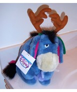 DISNEY STORE REINDEER EEYORE 10&quot; Plush Toy Animal Removable Tail 1990&#39;S VTG - £30.77 GBP