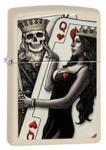 Zippo Lighter - Skull King Queen Beauty Creme Matte - 29393 - £20.89 GBP