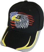 American Flag and Eagle Baseball Cap with Embroidered Bill (Black/Gray) - $27.28 CAD
