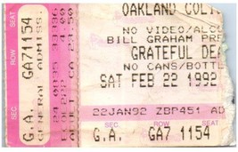 Grateful Dead Concert Ticket Stub February 22 1992 Oakland California - £27.24 GBP