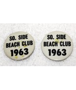 Vintage 1963 South Side Beach Club Pinback Entrance Badges Pins ~ Pair - $68.26 CAD