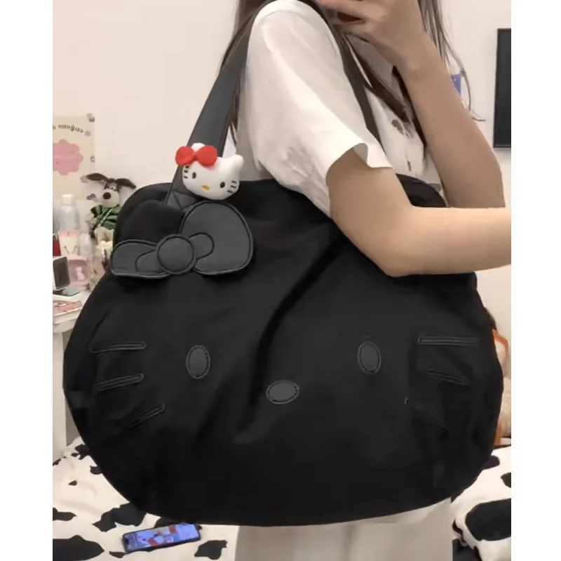 Black Hello Kitty One Shoulder Crossbody Bag Large Capacity Tote Bag Handheld - £17.99 GBP