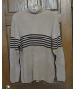 Vintage Paradox Tan &amp; Brown Striped Ribbed Turtleneck Sweater - Size XXL - £23.39 GBP
