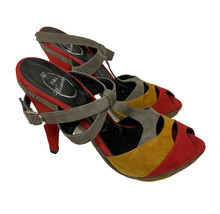 ZARA t-strap Peep Toe Multicolor Suede Platform heels SIZE 40/US 7 - £20.92 GBP