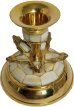 Brass Flower Pattern Candle Holder Stand Shell Studded Vase Home Decor Christmas - £39.15 GBP