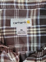 Carhartt Button Down Short Sleeve Shirt Men&#39;s XL Brown Plaid S277 DKB - £7.34 GBP