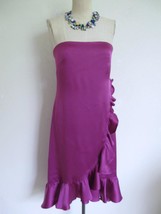 Banana Republic Strapless Wrap Dress 2 Diagonal Ruffle Fuchsia Purple High Low - £23.72 GBP