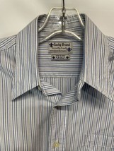Lucky Brand Men&#39;s Button Front Baby Blue Striped 100% Cotton Shirt S - £15.07 GBP