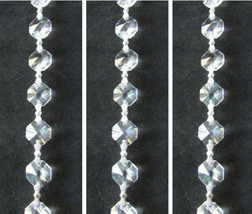 6FT Crystal Glass Octagon 12MM Bead Wedding Garland Sliver Bowtie Chain Supply - £6.88 GBP