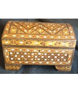 Large Vintage Inlaid Wooden Dome Top Dresser Jewelry Box Wood &amp; Mother o... - $111.43 CAD