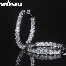 WOSTU Wedding Jewelry Gift 30mm Big Hoop Earrings For Women Full of Bling Shiny  - £16.93 GBP