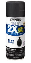 Rust Oleum  2X Ultra Cover Flat Spray Paint+Primer, Flat Black, 12 Oz - $9.79