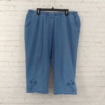 Allison Daley Capri Pants Womens 22W Blue Pull On Embroidered Pockets Ca... - $19.99