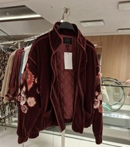 ZARA BNWT 2025. PLUM EMBROIDERED VELVET PUFFER JACKET BOMBER QUILTED. 24... - $201.44