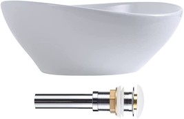 Melgii Above Counter Vessel Sink, 16&quot; X 13&quot; Ceramic Bathroom, Oval Canoe... - £56.88 GBP