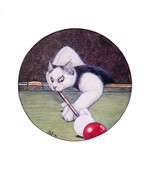 Zoe Stokes Original Vintage Funny Cat Art Print Cat Artwork Cats Home Decor - $6.72