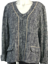 Pendleton Blue and Tan Linen Lined Zip Front Blazer Womens Size 18 NWT - $23.75