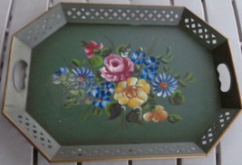 Nashco Tole Painted Decorative Tray - BEAUTIFUL TRAY - VERY OLD - MULTI-... - $64.34