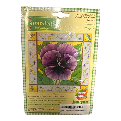 Simplicity By Janlynn Counted Cross Stitch Kit Pansy 140-252 Multicolor New - $20.89