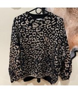 And The Why Gold Foil Leopard Chunky Knit Sweater Boutique Small/Medium ... - $33.66 CAD