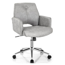 Adjustable Hollow Mid Back Leisure Office Chair with Armrest-Gray - $2,966.51 MXN