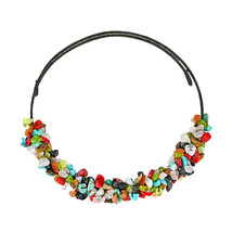 Lovely Handmade Multicolor Stones Choker Wire Necklace - £12.65 GBP